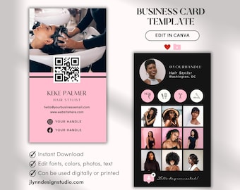 Business Card Template | Beauty Business Card | Logo Maker | Canva Template | Instant Access | Editable Business Card | QR Code Card IC