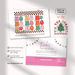 Thank You Card | Christmas Card | Canva Template | Packaging Insert | Appreciation Notes | Printable Modern Thanks For Your Purchase Card TY
