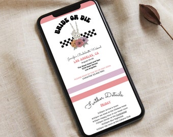 Bachelorette Invitation & Itinerary Canva Website Template Editable Party Planning Customizable Instant Digital Download Hen Party Invite BW