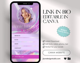 Editable Link-in-Bio Canva Template: Instagram Landing Page (Digital Download)