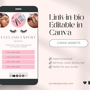 Eyelash Salon Link in Bio Canva Website Beauty Template (Digital Download)