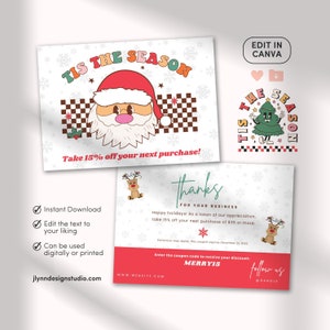 Direct downloaden | Aanpasbare Canva | Bedankt voor uw bestelling | Pakket voor kleine bedrijven insteekkaart | Kerst Bedankkaartsjabloon TY