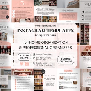 Instagram Templates Coach | Cleaning Service Marketing | Canva Templates | Editable Social Media Posts For Professional Organizer SM