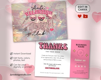 Valentine's Day Thank You Card: Small Business Holiday Canva Template (6x4 in) VBC