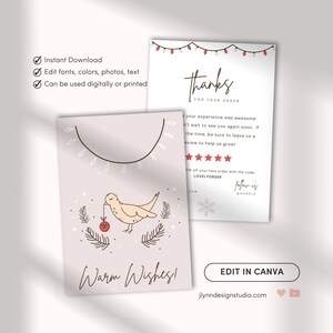 Holiday Thank You Card | Christmas Physical Thank You Cards | Small Business Thank You Card Template | Printable Thank You Package Insert TY