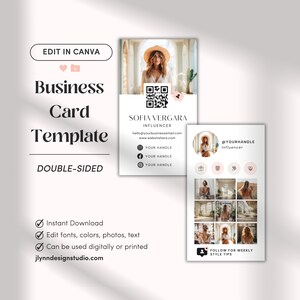 Qr Code Business Card | Hair Makeup Lashes Nails | Canva Template | Loyalty Card Business Card | Premade Business Cards for Influencers IC