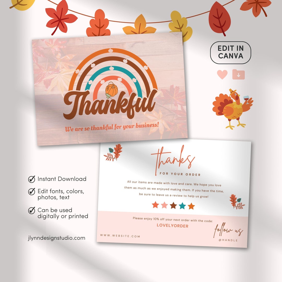 Business Thank You Card Appreciation Card Thanksgiving Gift Card Thank