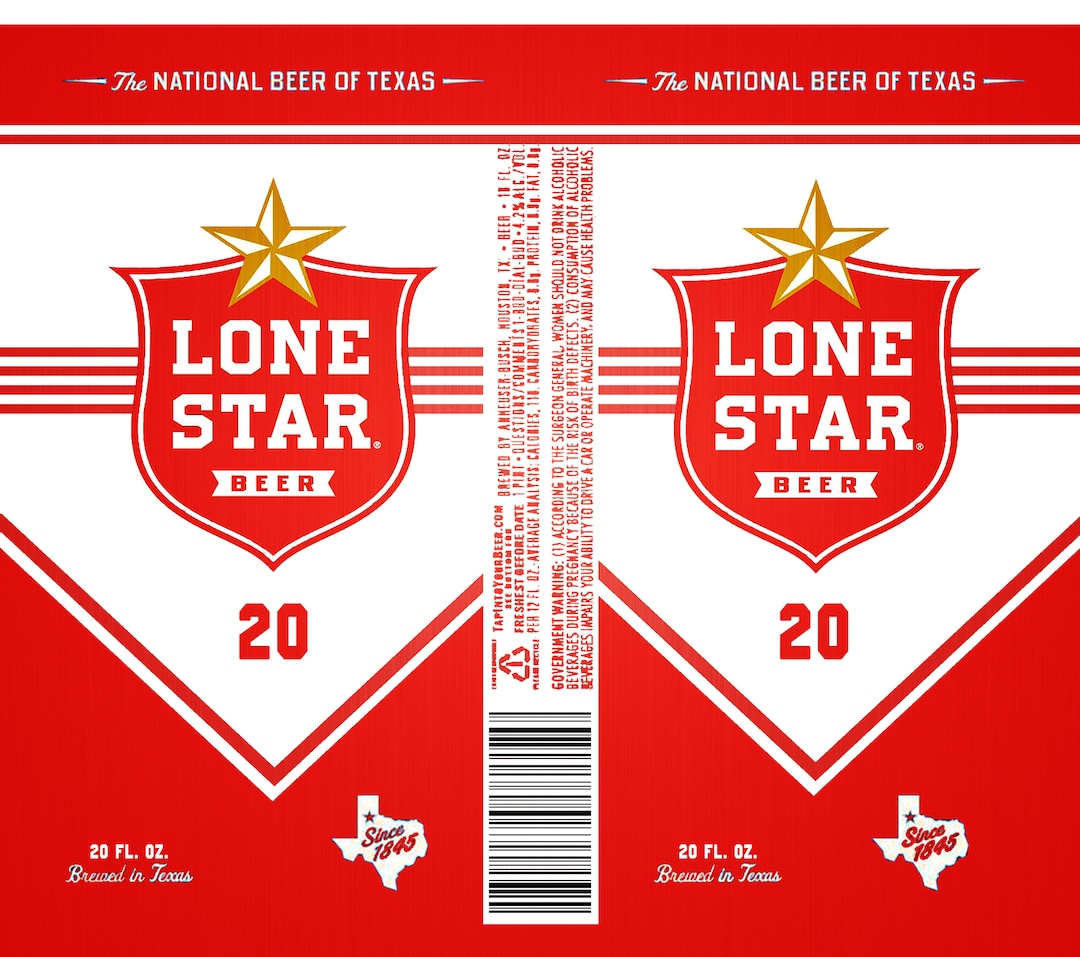 Lone Star Texas Brewed Beer Digital PNG Sublimation Wrap Print Tumbler