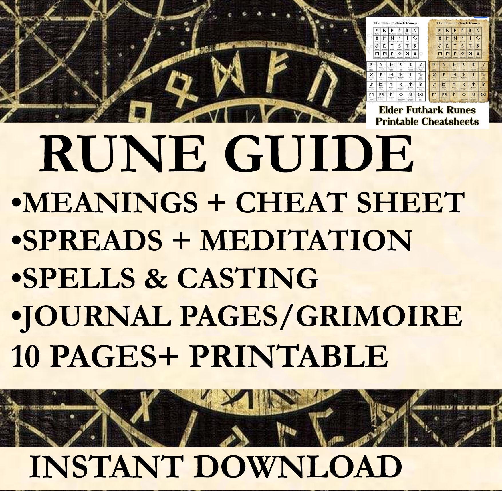 Rune Guide + Elder Futhark Rune Cheat Sheet Printable Viking Grimoire ...