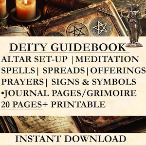 How to Work with Deities Guide Meditation Offerings Tarot Oracle Spreads Journal Pages Spells Rituals Altar Digital Download Manifestation