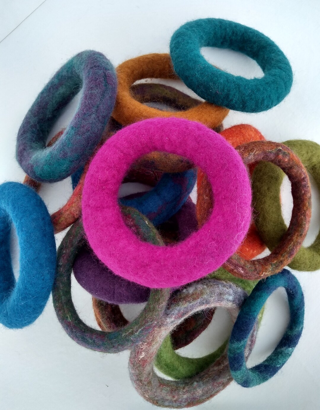 Hand Felted Stacking Bangles. Merino Wool Felt Bracelet. Fibre Art ...