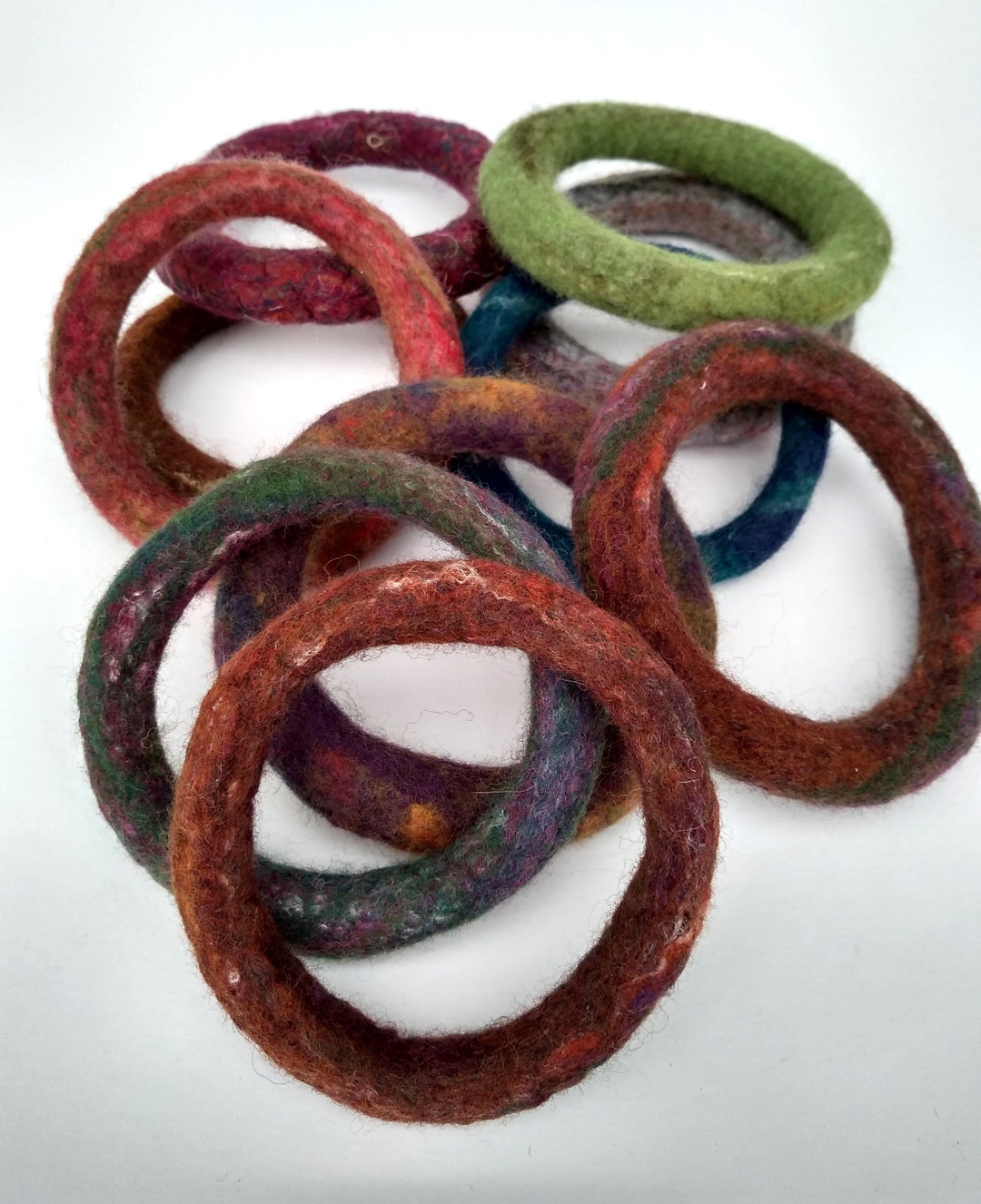 Hand Felted Merino Wool Stacking Bangles: Fibre Art - Etsy