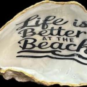 Resin Oyster Shell Ring Dish: Coastal Beach Decor