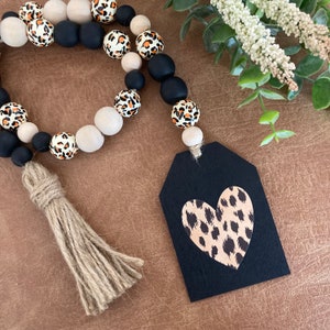 Leopard Print Wood Bead Garland: Farmhouse Tiered Tray Decor