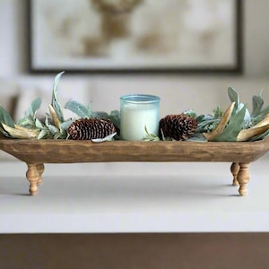 20” Baguette Bowl Riser, Dough Bowl, Rustic Wood Riser, Wooden Bowl, Dining Table Centerpiece, Farmhouse Decor, Pedestal, Modern Cottage