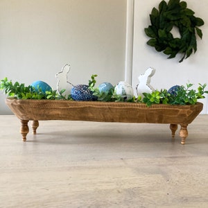 20” Baguette Bowl Riser, Dough Bowl, Rustic Wood Riser, Wooden Bowl, Dining Table Centerpiece, Farmhouse Decor, Pedestal, Modern Cottage