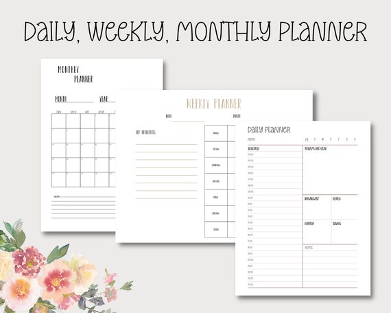Printable Daily Weekly Monthly Planner | Etsy