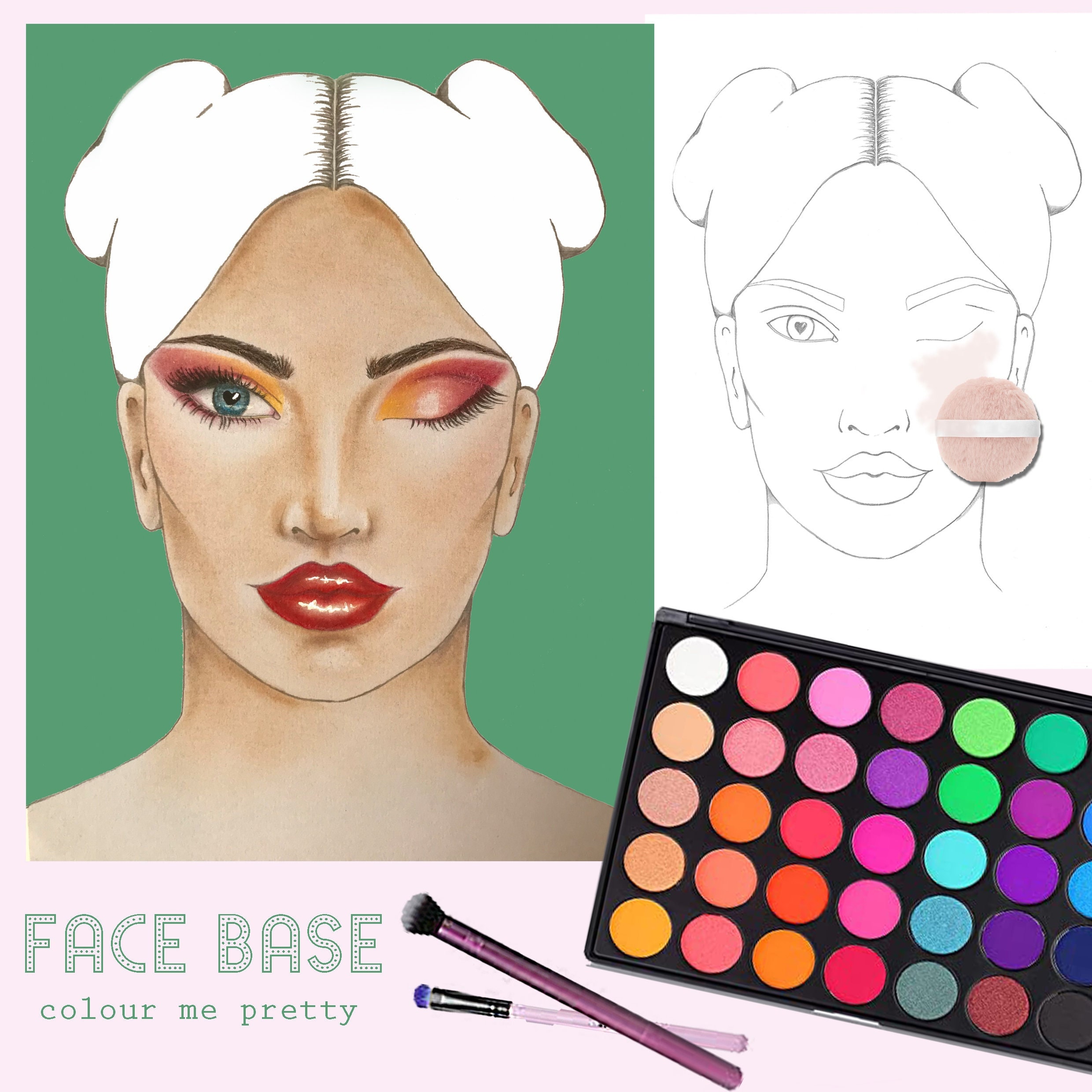Blank Makeup Face Chart Template Printable Makeup Chart Instant