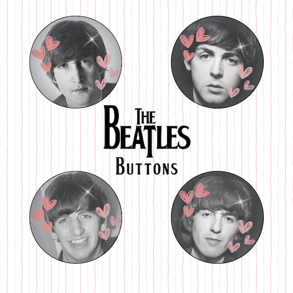 Cute Beatles Pinback Buttons - 2.25 inch plastic backed handmade
