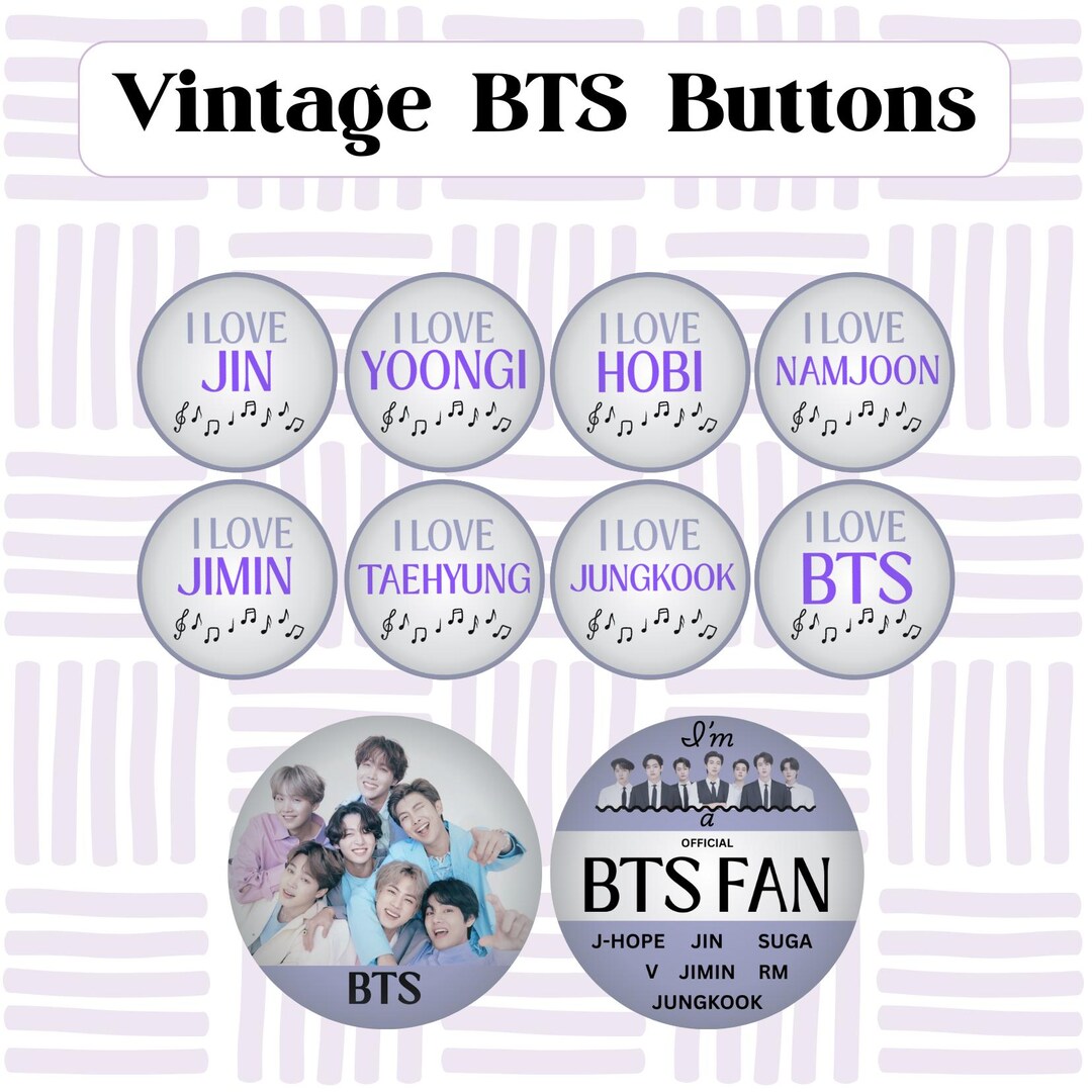 Vintage-style BTS Pinback Buttons - Etsy