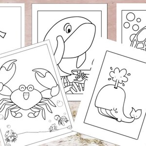Ocean Printable Coloring Pages, Sea Life Digital Download Coloring Book - Kids 20 pages