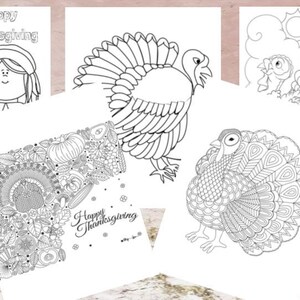 Thanksgiving Printable Coloring Pages, Fall Digital Download Coloring Book - 99 pages