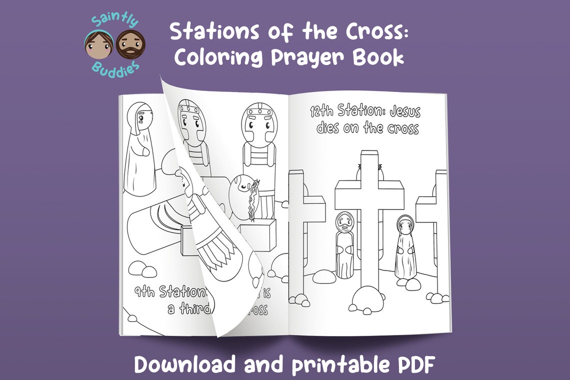 Stations of the Cross: Coloring Prayer Book, Kids Lent Activity, Lenten ...
