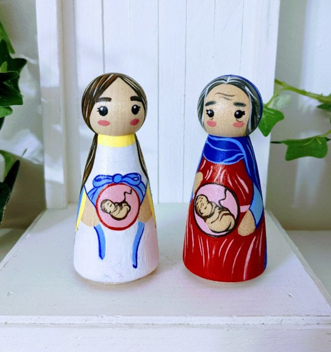 Visitation Peg Doll Set Catholic Saint Peg Doll Catechesis - Etsy