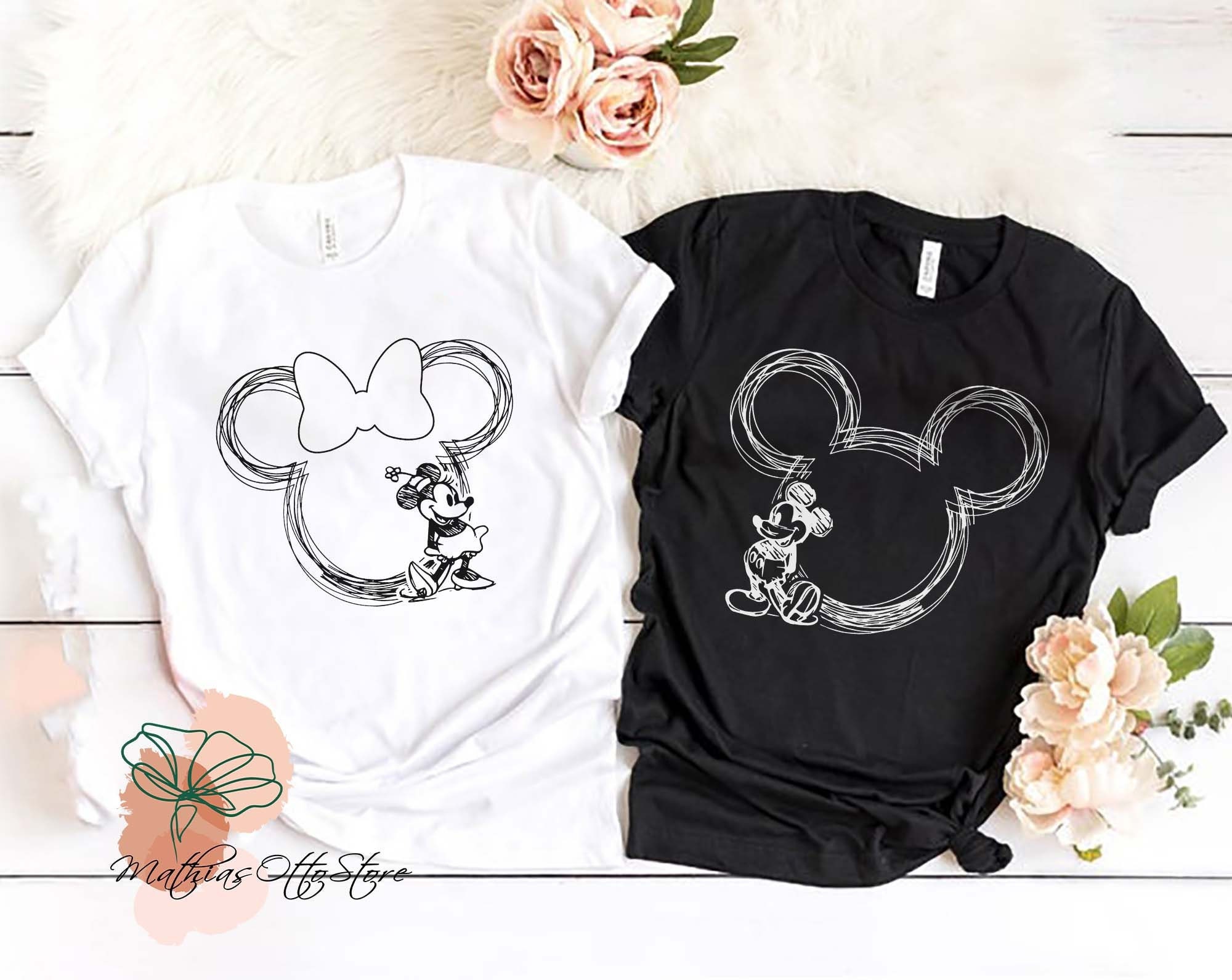 Discover Mickey Minnie Shirt, Mickey Sketch Shirt, Disney Couple Shirt, Disney Ears Shirt