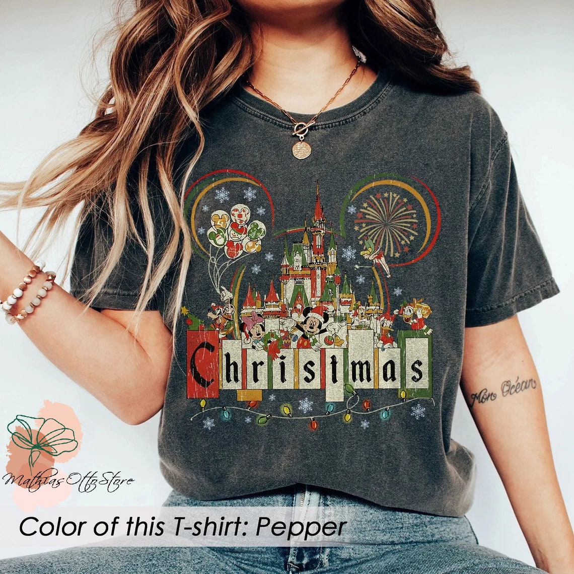 Discover Retro Disney Comfort Colors Shirt, Disney Castle Christmas Shirt, Mickey and Friends Shirt, Disney Christmas Shirt, Christmas Family Shirt