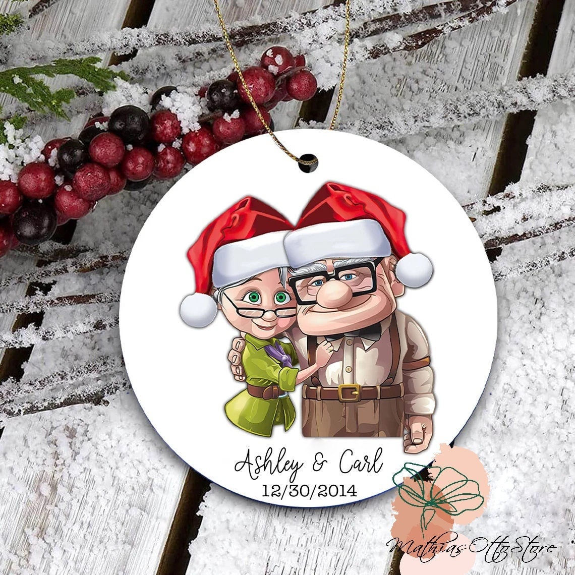 Personalized Carl and Ellie Ceramic Ornament