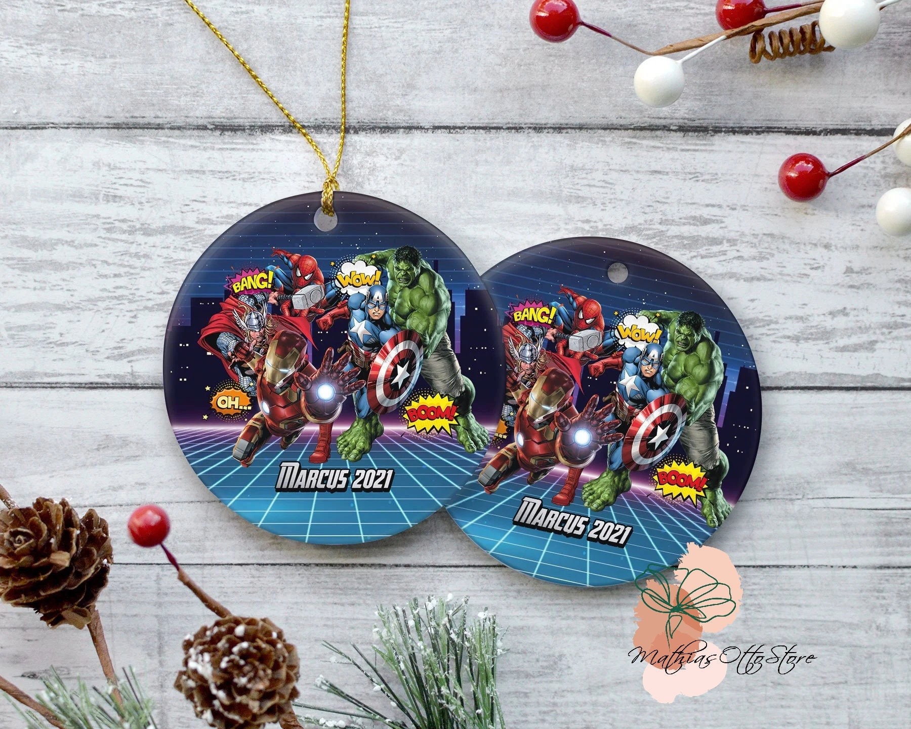 Personalized Avengers Ornament, Superhero Ornament, Marvel Ornament sold by Andy Pvr america ...