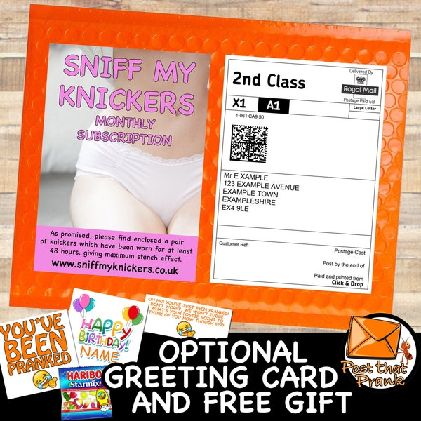 SNIFF KNICKERS - Prank Mail Package - Sent Directly to Victim by Post - Adult Joke Parcel Birthday Postal Gift Funny Gag Embarrassing Humour