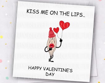 KISS ME Valentines Day Card Husband Boyfriend Partner Naughty Rude Sexual Valentine's