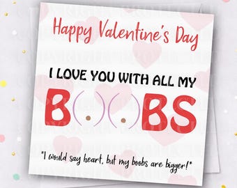 BIG BOOBS Valentines Day Card Boyfriend Husband Funny Rude Adult Breasts Humour Valentine's