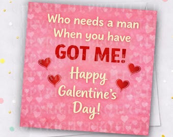 Funny GALENTINES Valentines Day Card Girlfriend Partner Friend Her Girl Valentine's Funny Humour Single