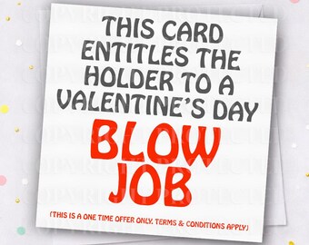 BLOW JOB Valentines Day Card Boyfriend Husband Sexual Naughty Dirty Adult Humour Valentine's