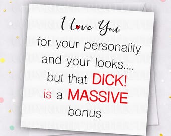 Rude MASSIVE D**K Valentines Day Card Girlfriend Boyfriend Him Her Funny Adult Humour