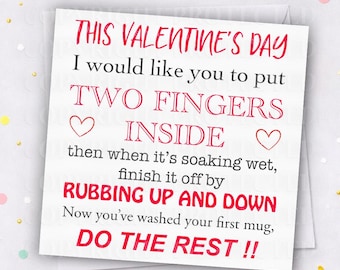 TWO FINGERS Valentines Day Card Husband Boyfriend Sexual Dirty Naughty Joke Funny Rude Cheeky Humour Valentine's