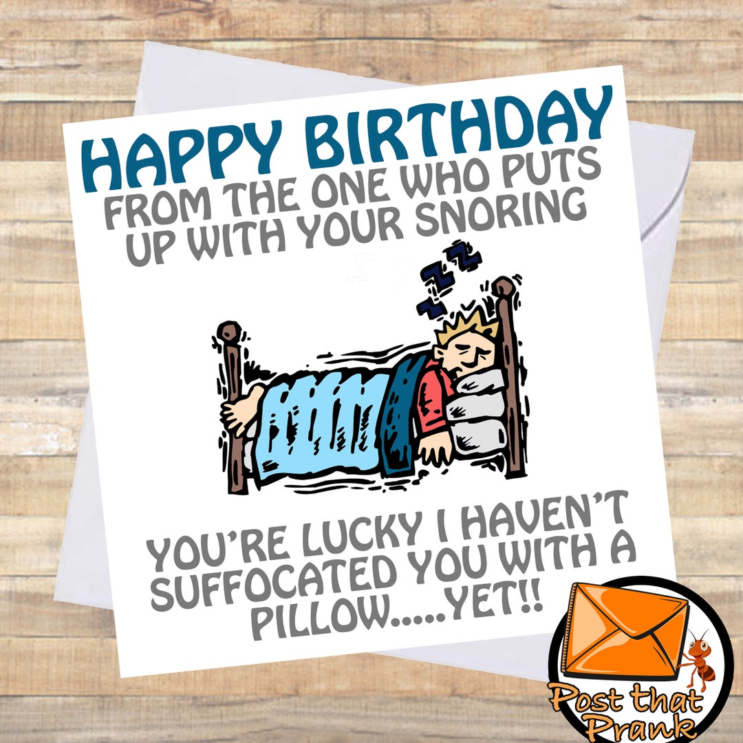 Funny SNORING Birthday Card / for Husband Boyfriend Wife Girlfriend ...