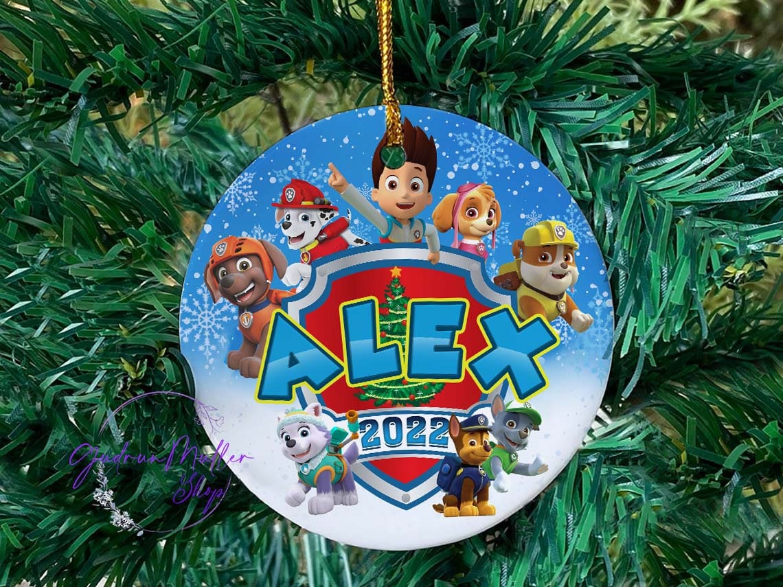 Personalized Paw Patrol Ornament, Paw Patrol Christmas Ornaments sold ...
