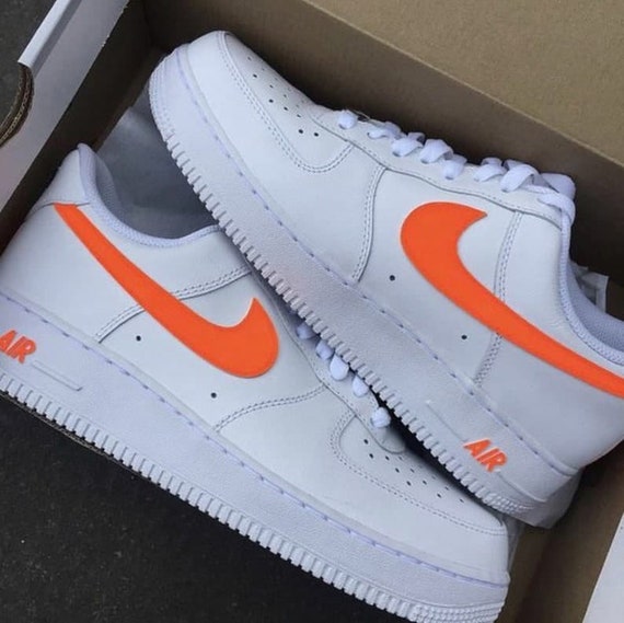 Orange Painted Swoosh Custom Made Air Force 1 Personalized - Etsy