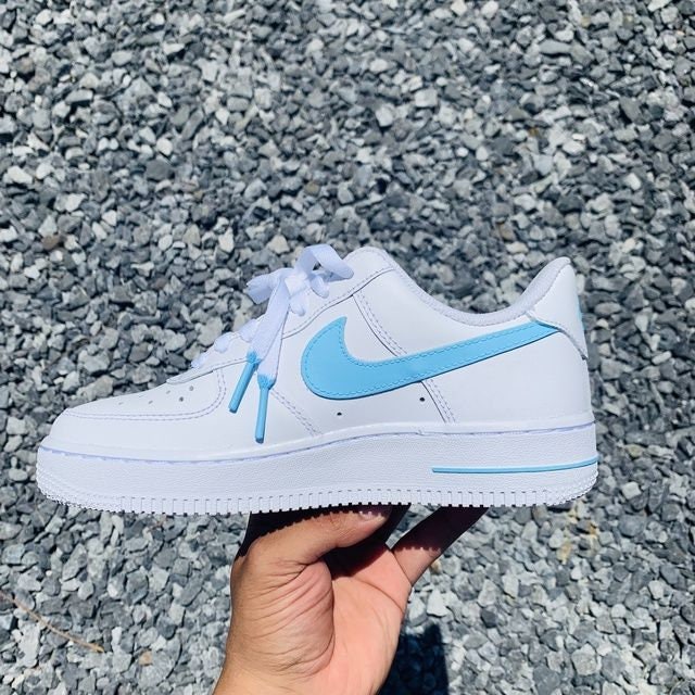 Blue Painted Swoosh Custom Made Air Force 1 Personalized - Etsy