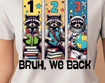 Funny Raccoon Back to School PNG: Bruh We Back Clipart (Digital Download