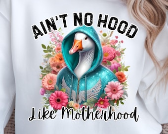 Funny Goose Mom PNG: Floral Hoodie Clipart (Digital Download)