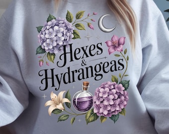 Witchy Hydrangeas PNG: Gothic Cottagecore Floral Clipart (Digital Download)