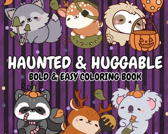 Libro para colorear de Halloween espeluznante y adorable / Animales otoñales acogedores