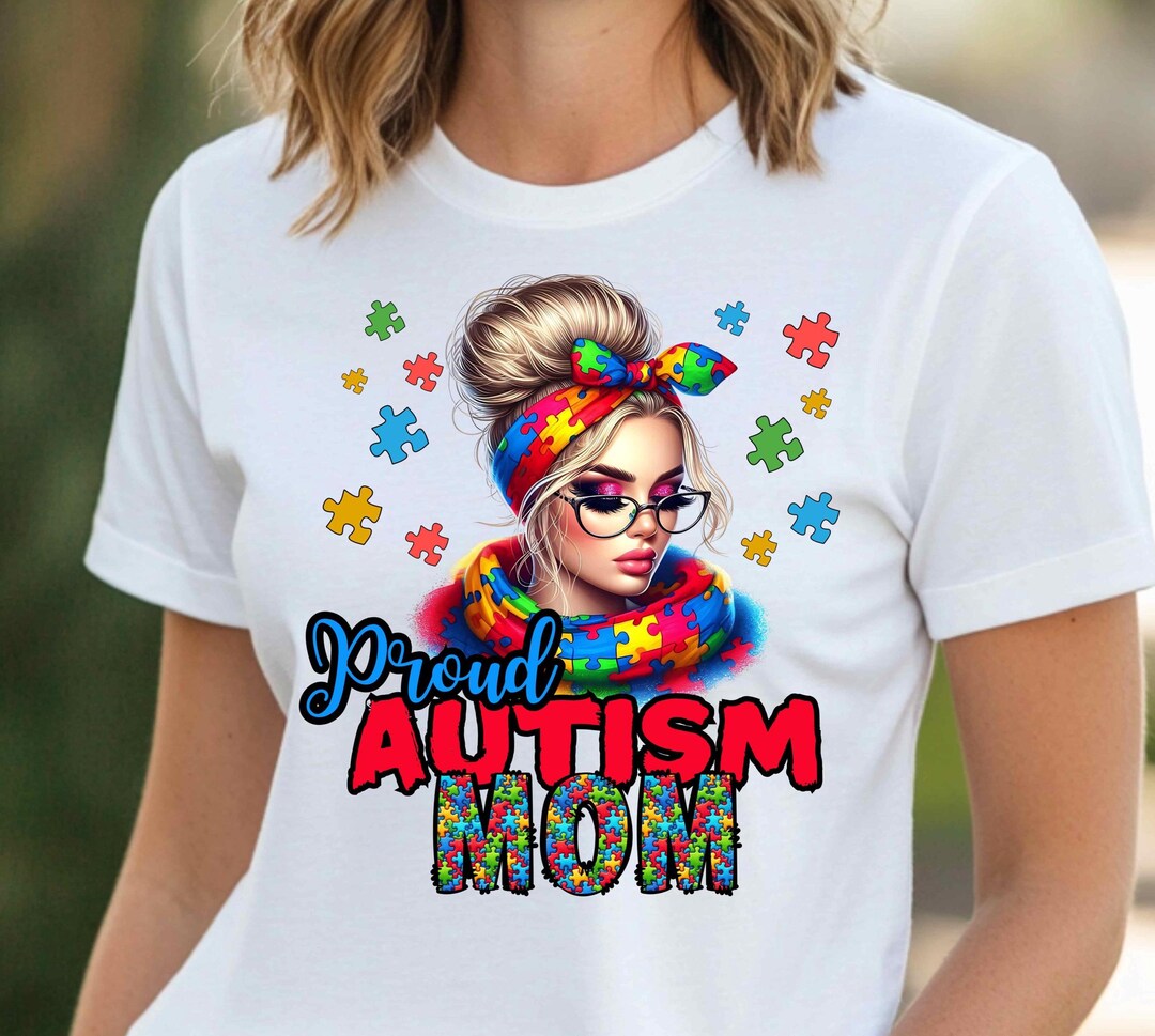 Proud Autism Mom PNG | Rainbow Puzzle Piece Sublimation Design | Autism ...