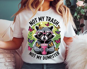 Sassy Raccoon PNG: grappig retro bloemdessin (digitale download)