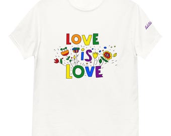 LOVE IS LOVE Tee - Klassische Regenbogen Queer Pride Flaggen Farben